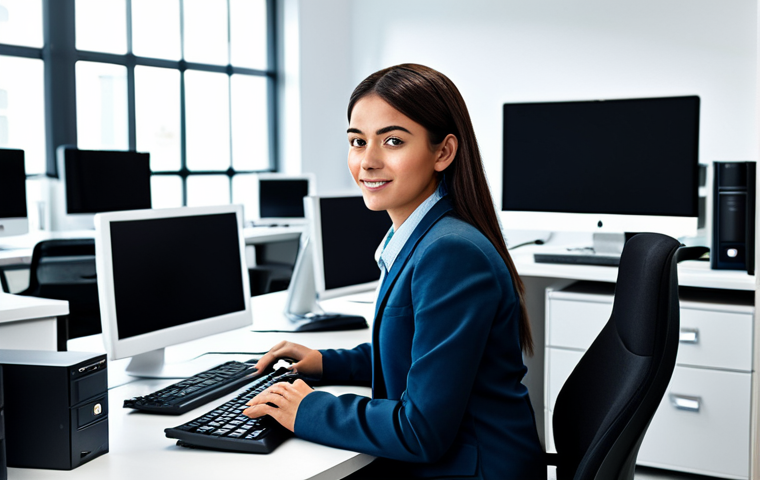 **
A professional IT Support Specialist, fully clothed in modest attire, working at a clean and organized desk with computer equipment. Background: a modern office environment with other colleagues working. Safe for work, appropriate content, perfect anatomy, natural proportions, professional setting.
**
